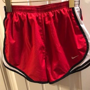 Red nike shorts